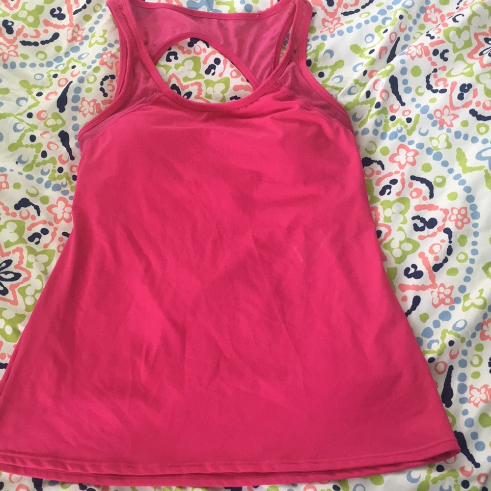 Hot pink workout tank with built in sports bra